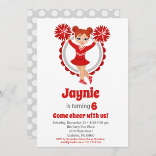 Convite Cheerleader Vermelho - Meninas Ruivas Animam Anive