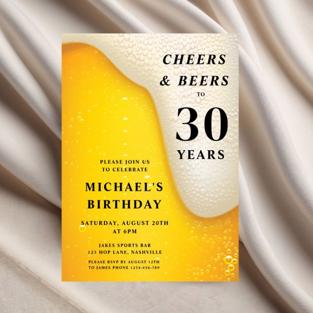 Convite Cheers And Beers 30th Birthday (Cheers And Beers 30th Birthday Invitation)