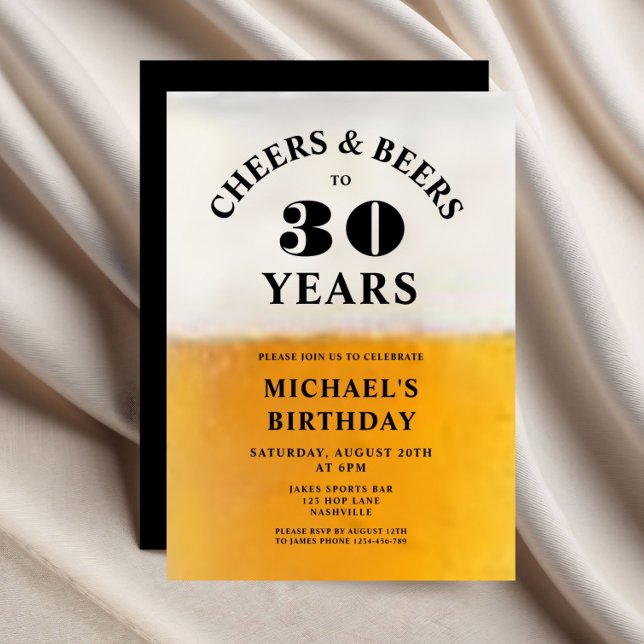 Convite Cheers And Beers 30th Birthday (Cheers And Beers 30th Birthday Invitation)