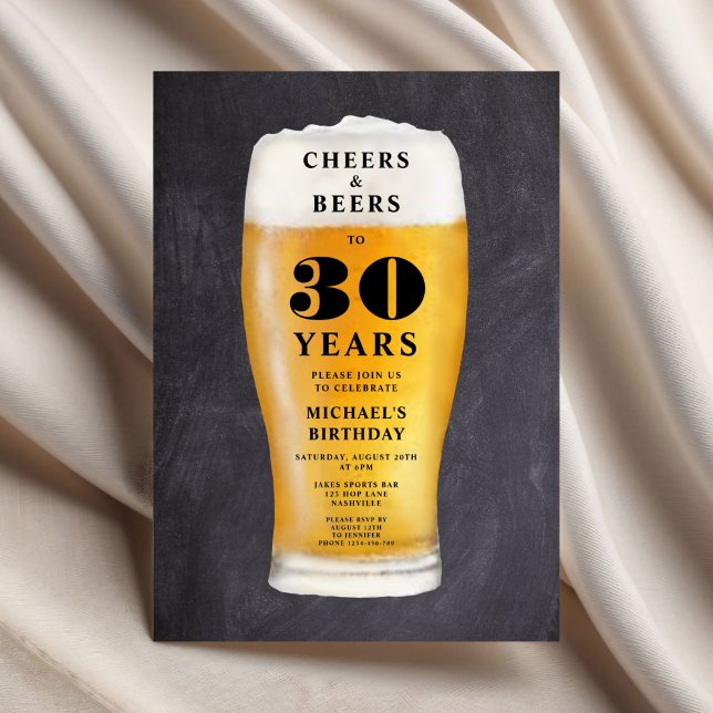Convite Cheers And Beers 30th Birthday (Cheers And Beers 30th Birthday Invitation)
