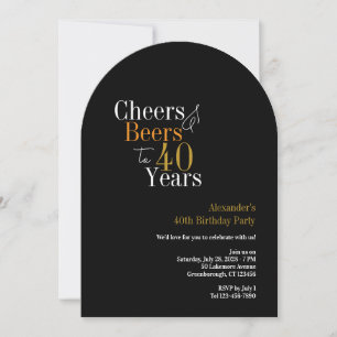 Convite Cheers and Beers 40 anos festa de ouro negro