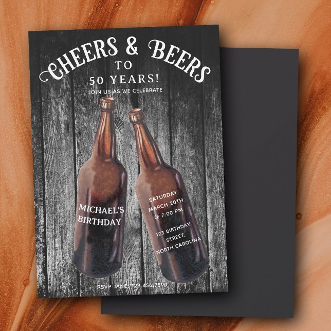 Convite Cheers and Beers 50th Beer Birthday Party (Cheers and Beers 50th Beer Birthday Party Invitation)