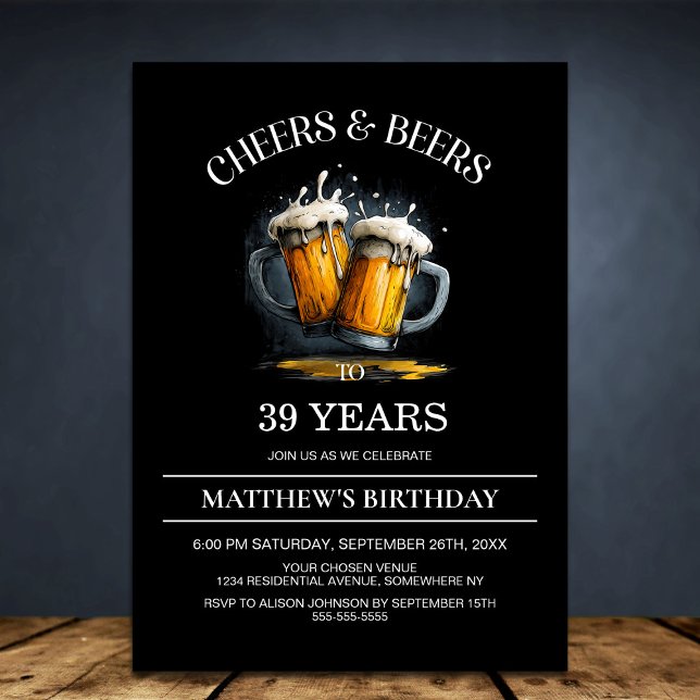 Convite Cheers and Beers Any Age Birthday Party (Criador carregado)