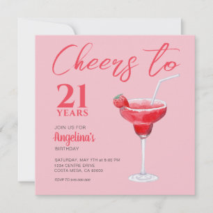 Convite Cheers aniversário de 21 anos Pink