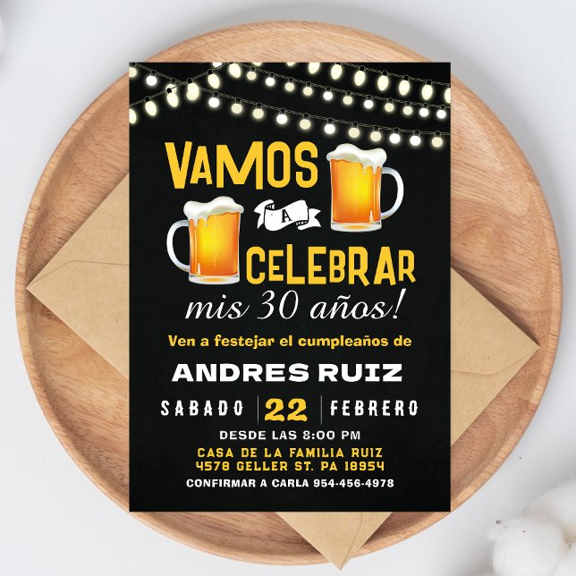 Convite Cheers & Beers Birthday Invitation Spanish Invite (Criador carregado)