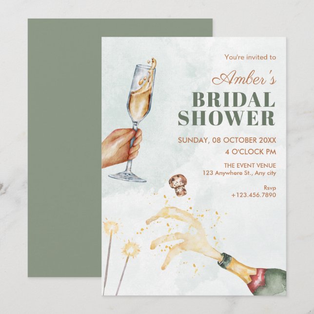 Convite Cheers bridal shower (Frente/Verso)