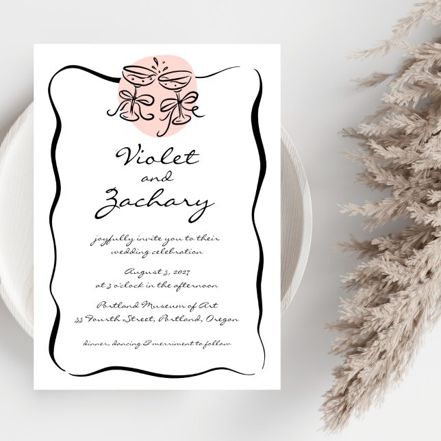 Convite Cheers Modern Doodle Wedding (Criador carregado)