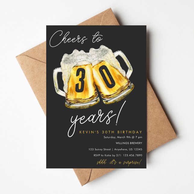 Convite Cheers to 30 Years Birthday Invitation (Criador carregado)