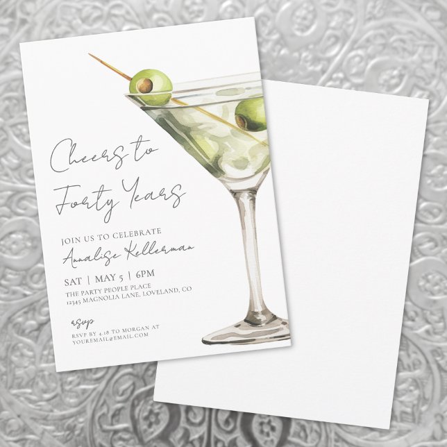 Convite Cheers To 40th Birthday Party (Cheers To 40th Birthday Party Invitation)