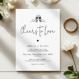 Convite Cheers to Love Minimalist Script Retro Wedding
