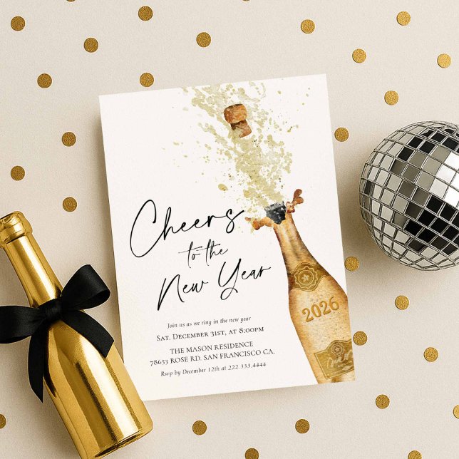 Convite Cheers to the New Year Party Invitation (Cheers to the new year party invitation)