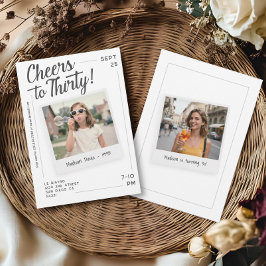 Convite Cheers to Thirty 30 Retro Photo Birthday 