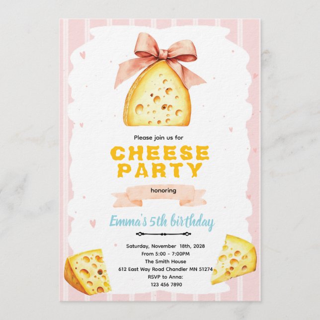 Convite Cheese Birthday Party Invitation (Frente)
