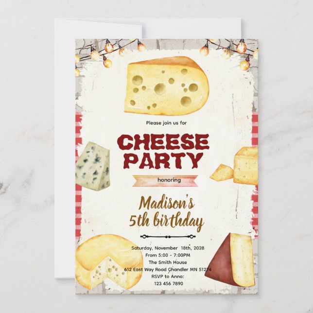 Convite Cheese theme party invitation (Frente)