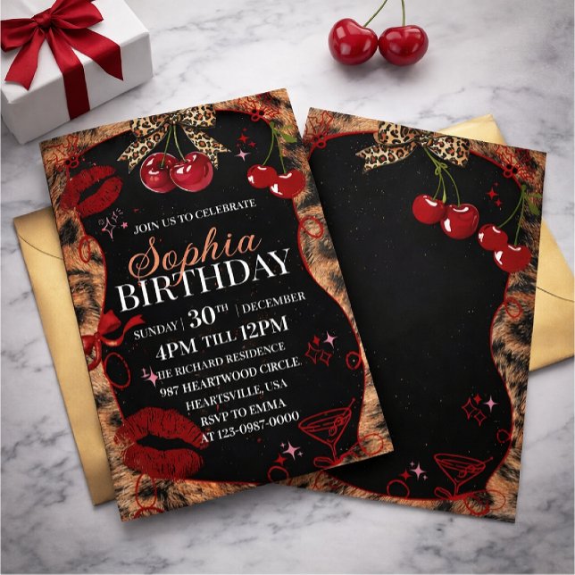 Convite Cheetah print birthday invitation (Criador carregado)