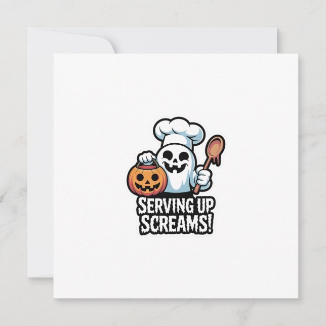 Convite Chef Boo – Spooky Cute Halloween Ghost Spoon (Frente)