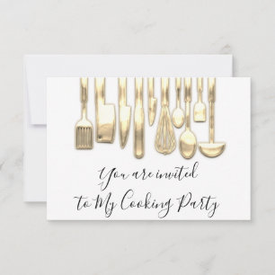 Convite Chef de Cozinha de Festa de Culinária Dourada Bran