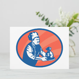 Convite Chef Detendo Dinheiro Saco Finanças Restaurantes