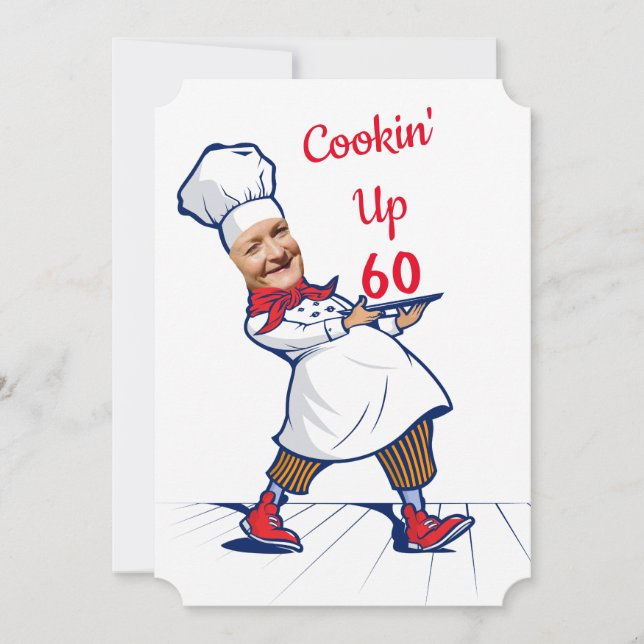 Convite Chef 🎉 Engraçado Cook 60 anos Engraçado (Frente)
