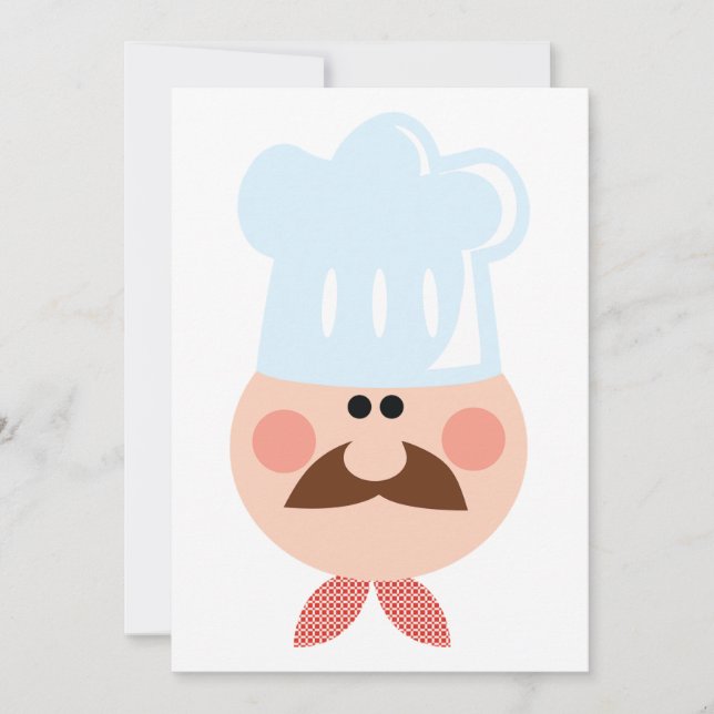 Convite Chef Italiano com Bigode e Chapéu (Frente)