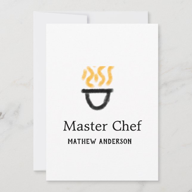 Convite Chef mestre adicionar nome panela preta fumaça de  (Frente)