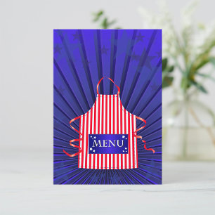 Convite Chef Patriótico EUA Vermelho Branco Azul Churrasco