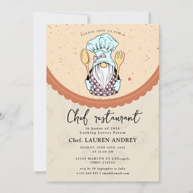 Convite Chef Restaurant Celebration Invitation (Frente)