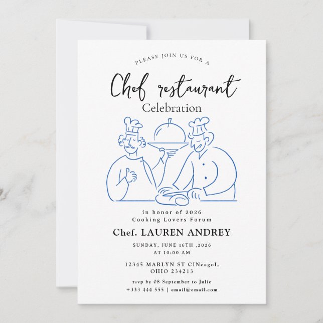 Convite Chef Restaurant Celebration Invitation (Frente)
