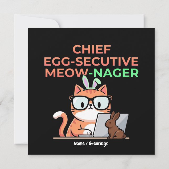 Convite Chefe Executivo Gato de Páscoa Engraçado  (Frente)