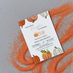 Convite Chegue nossa abóbora virando um primeiro aniversár