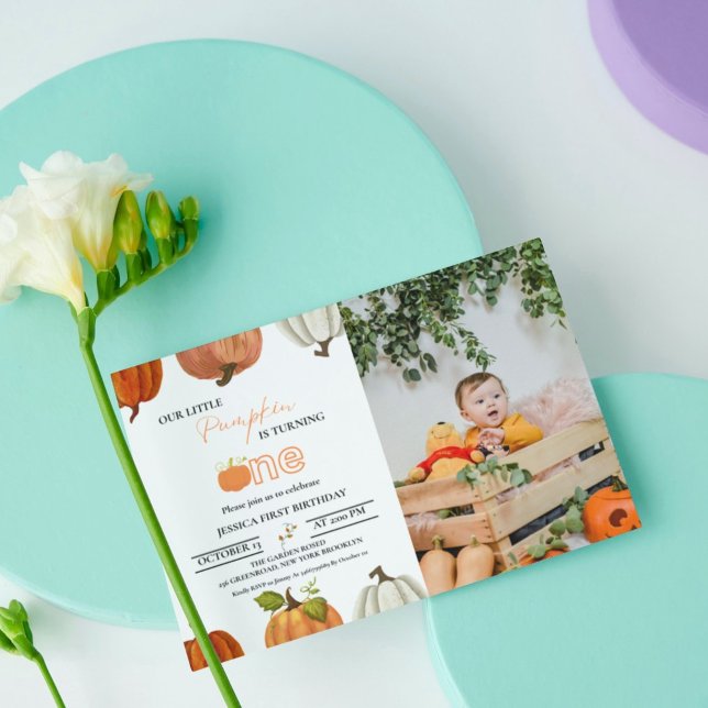 Convite Chegue nossa abóbora virando um primeiro aniversár (Criador carregado)