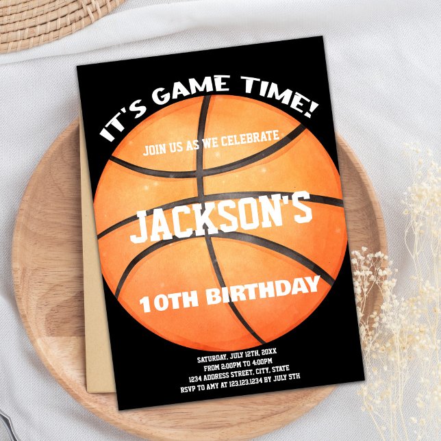 Convite Cheio Ball Black Basball Ball White Invances (Full Ball Black Basketball Ball White Invitations)