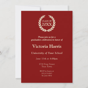 Convite Cheio de Festa de formatura Personalizada Maroon W