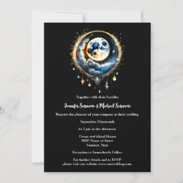 Convite Cheio lua estrelada céu celestial