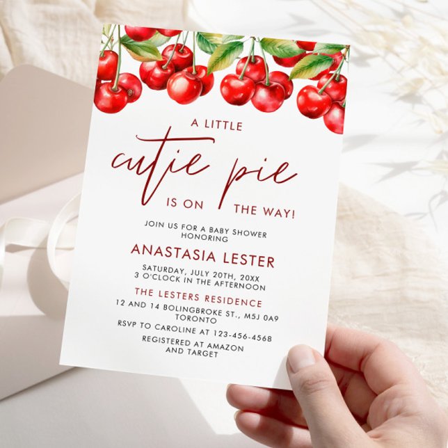 Convite Cherry Berry Sweet Chá de fraldas (Criador carregado)