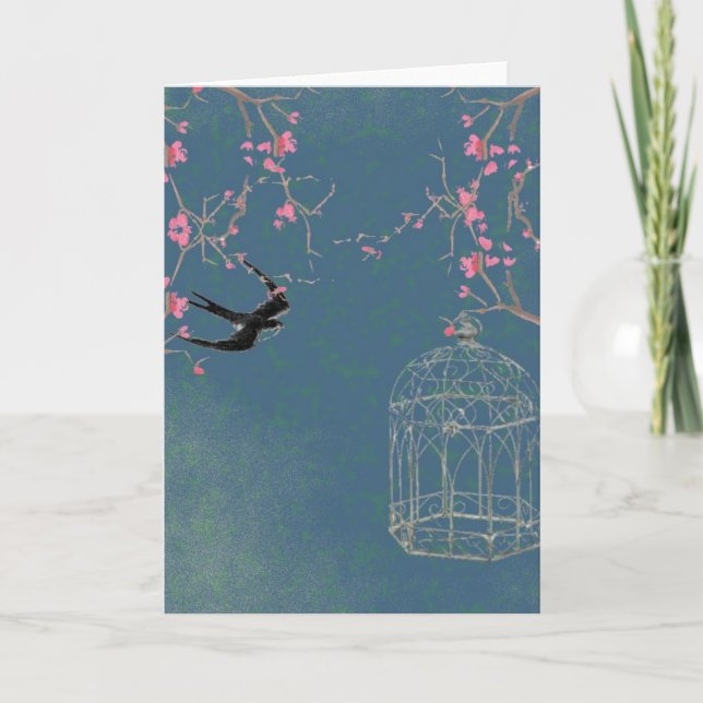 Convite Cherry blossom, birdcage card, invite, birthday (Frente)