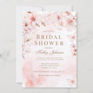 Convite Cherry Blossom Butterfly Chá de panela