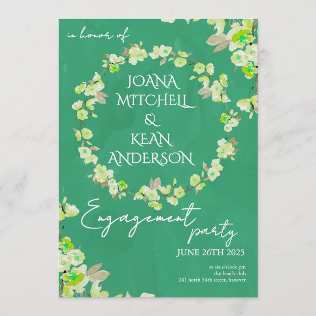 Convite Cherry Blossom Engagement Party Invitation (Frente)