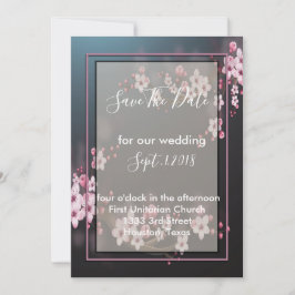 Convite Cherry Blossom Geométrico Floral Salvar data