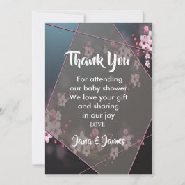 Convite Cherry Blossom Geométrico obrigado