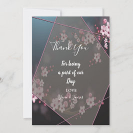 Convite Cherry Blossom Geométrico obrigado