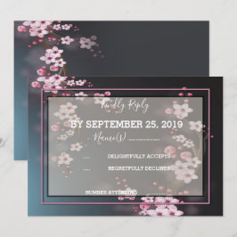 Convite Cherry Blossom Geométrico RSVP