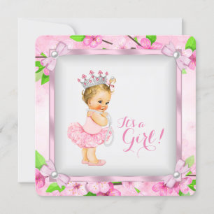 Convite Cherry Blossom Pearl Girls Tutu Chamada de Bebê
