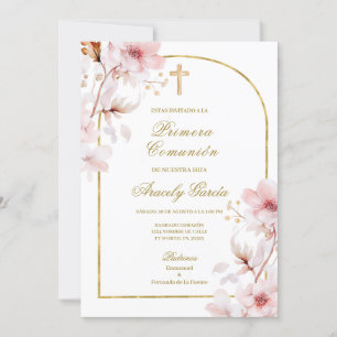 Convite Cherry blossom primera comunhão