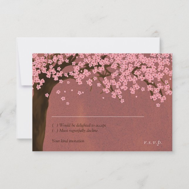 Convite Cherry Blossom / Sakura Watercolor (Dusk) RSVP (Frente)