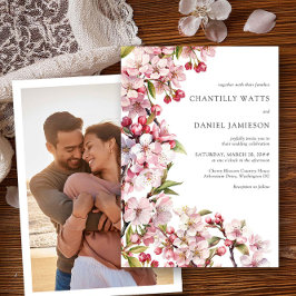 Convite Cherry Blossom Weding Pink Floral Foto
