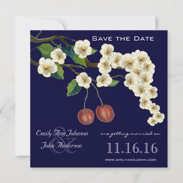 Convite Cherry Blossoms Branch Save the Date (Frente)
