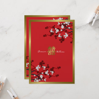Convite Cherry Blossoms Casamento Chinês de Dupla Felicida