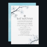 Convite Cherry Blossoms Floral Bat Mitzvah<br><div class="desc">A cereja branca floresce a aquarela floral bat mitzvah convites projetados para serem rápida e facilmente personalizados de acordo com as especificações do seu evento.</div>