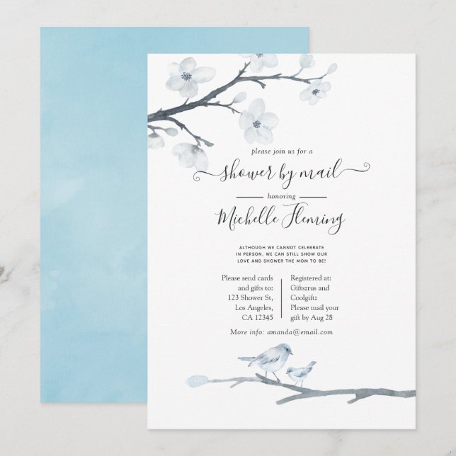 Convite Cherry Blossoms Floral Chá de fraldas por Mail (Frente/Verso)